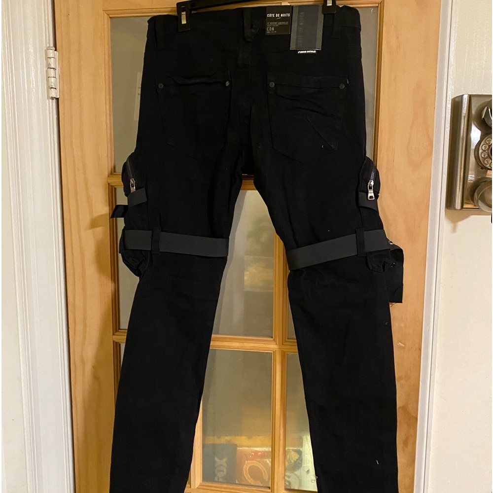 Black cargo jeans.  Brand: Cote De Nuits